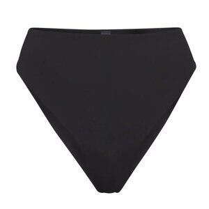 Skims 2X Swim Mid Waist Bottom Cheeky High Cut Side Onyx Black NWT